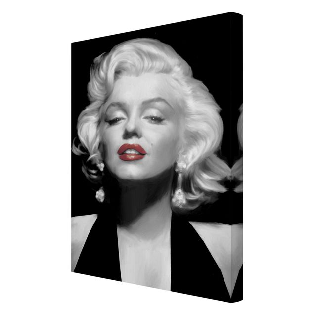 Leinwandbild - Marilyn mit roten Lippen - Hochformat 3:2
