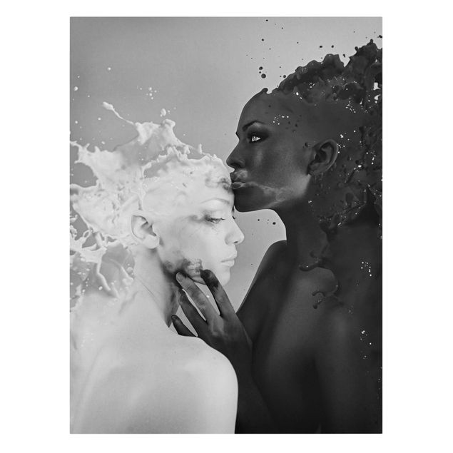 Leinwandbilder Milch & Kaffee Kuss schwarz weiß