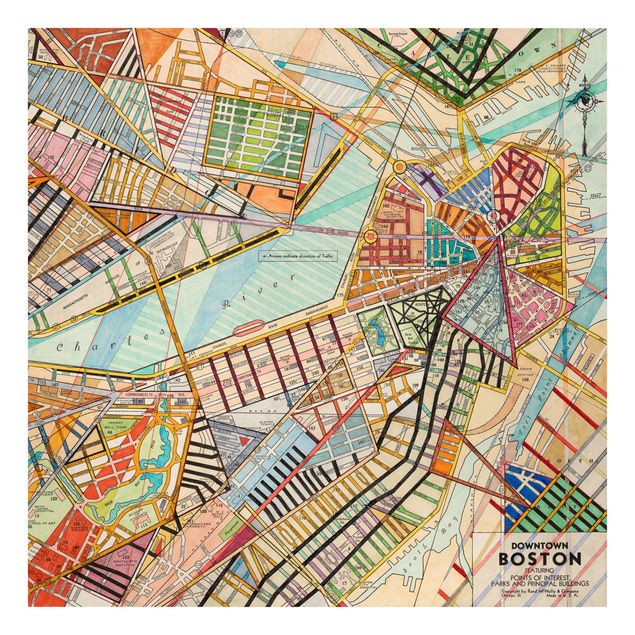 Bilder auf Leinwand Moderne Karte von Boston