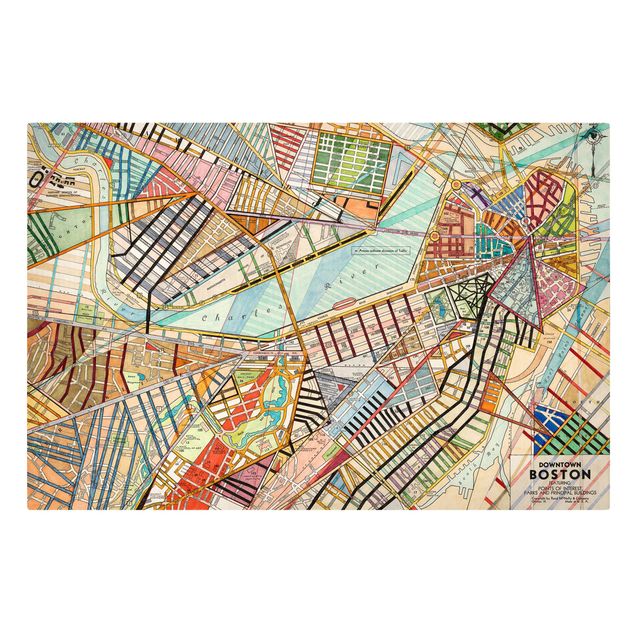 Bilder auf Leinwand Moderne Karte von Boston