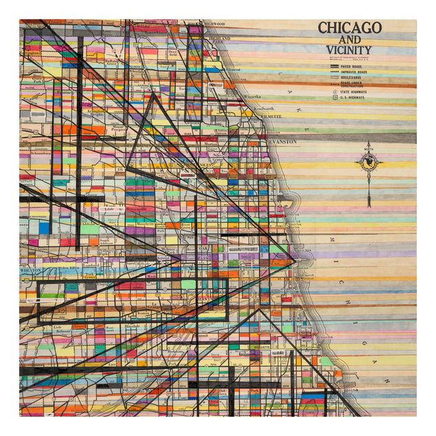 Schöne Leinwandbilder Moderne Karte von Chicago