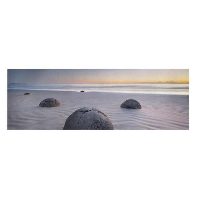 Strand Bild auf Leinwand Moeraki Boulders Neuseeland