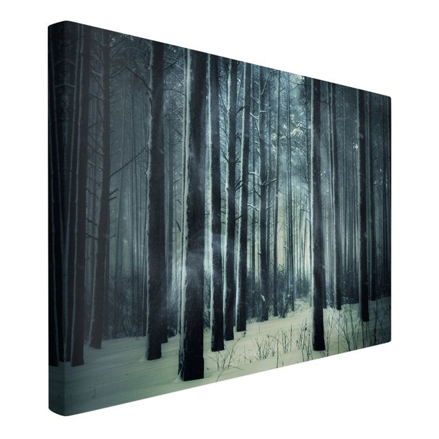 Moderne Leinwandbilder Wohnzimmer Mystischer Winterwald