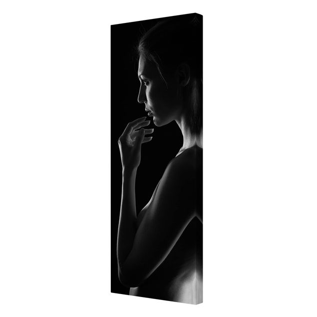 Leinwandbild - Nachdenkliche Frau - Panoramabild Hoch