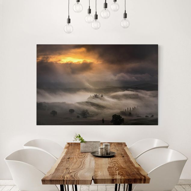 Wandbilder Wohnzimmer modern Nebelwellen