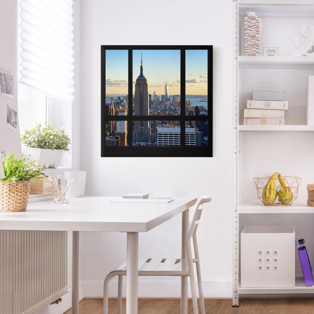 Kunstdrucke auf Leinwand New York Fensterblick auf Empire State Building