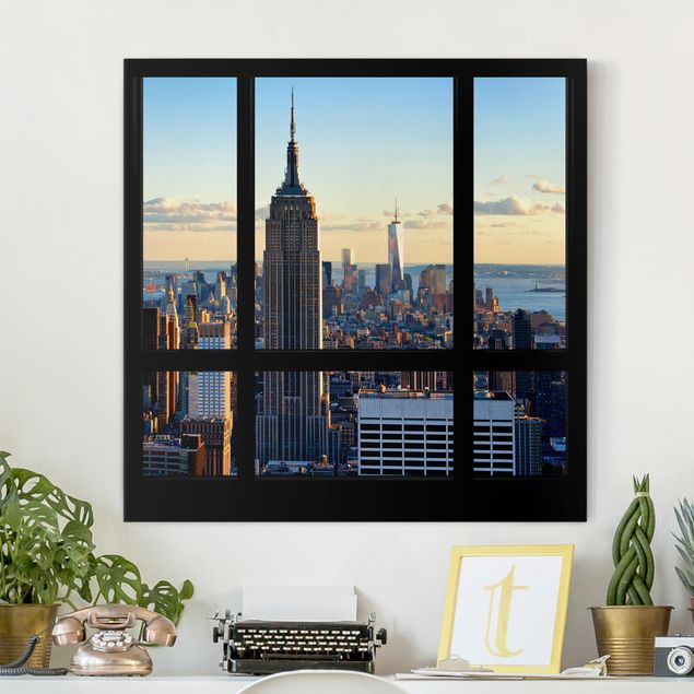 Wandbilder XXL New York Fensterblick auf Empire State Building