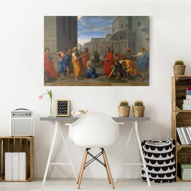 Wandbilder abstrakt Nicolas Poussin - Christus und die Ehebrecherin