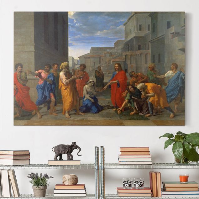 Leinwand Bilder XXL Nicolas Poussin - Christus und die Ehebrecherin
