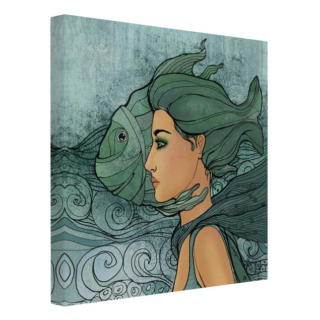 Schöne Wandbilder Meerjungfrau im Jugendstil