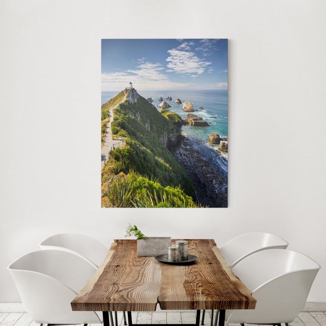 Leinwandbilder Steine Nugget Point Leuchtturm und Meer Neuseeland