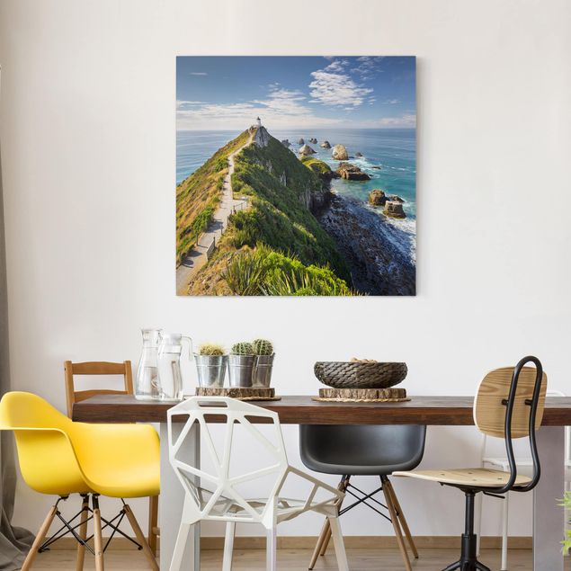 Wandbilder Steine Nugget Point Leuchtturm und Meer Neuseeland