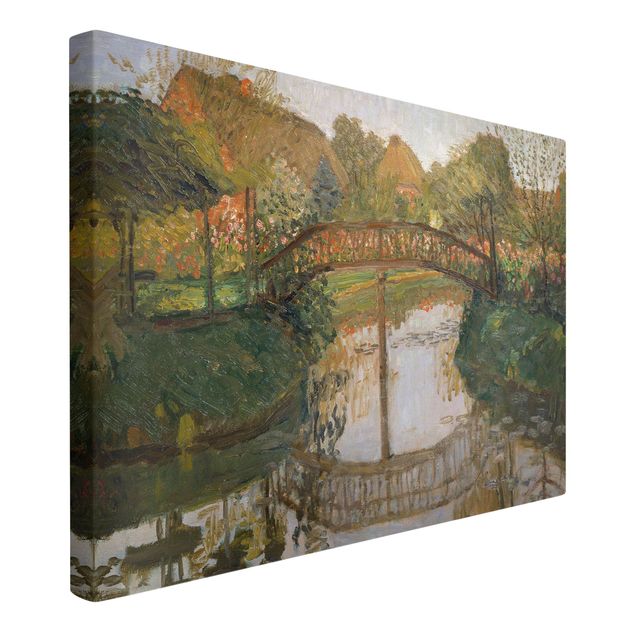 Leinwandbild Kunstdruck Otto Modersohn - Bauerngarten mit Brücke