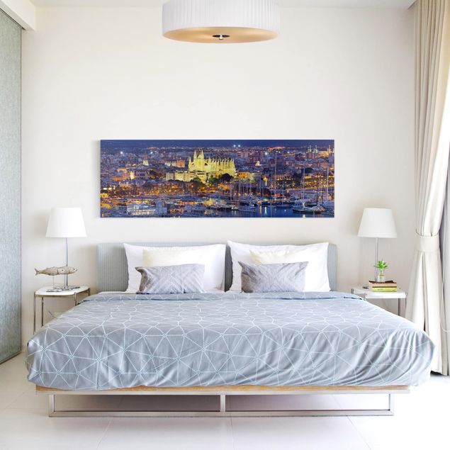 Leinwandbilder Wohnzimmer modern Palma de Mallorca City Skyline und Hafen