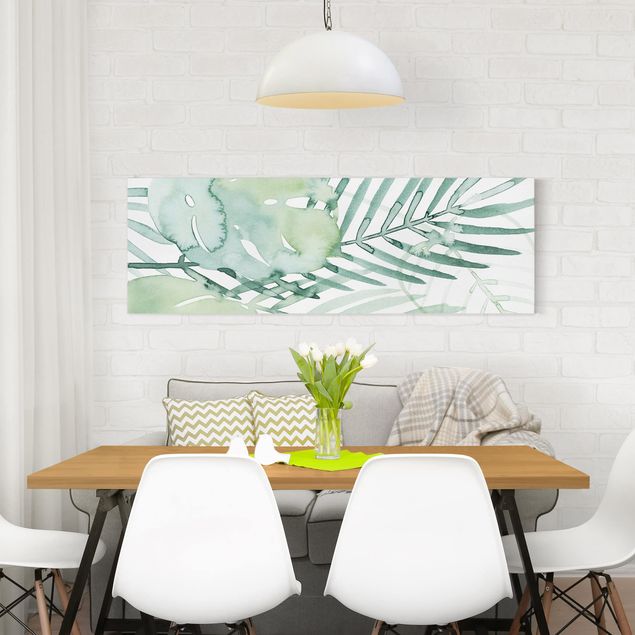 Moderne Leinwandbilder Wohnzimmer Palmwedel in Wasserfarbe I