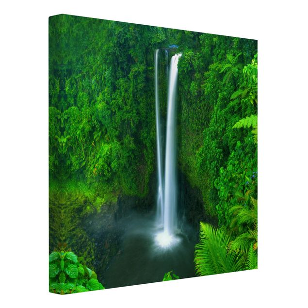 Leinwandbilder Wald Paradiesischer Wasserfall