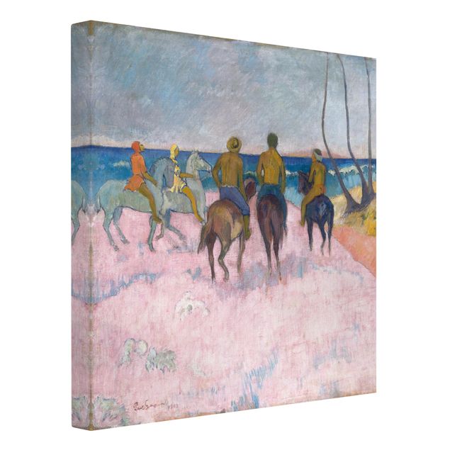 Leinwandbild Kunstdruck Paul Gauguin - Reiter am Strand