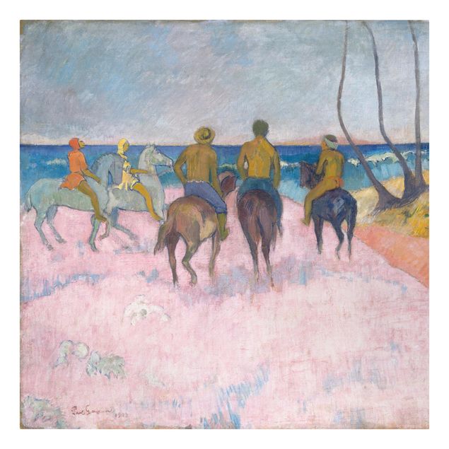 Leinwandbild Kunstdruck Paul Gauguin - Reiter am Strand