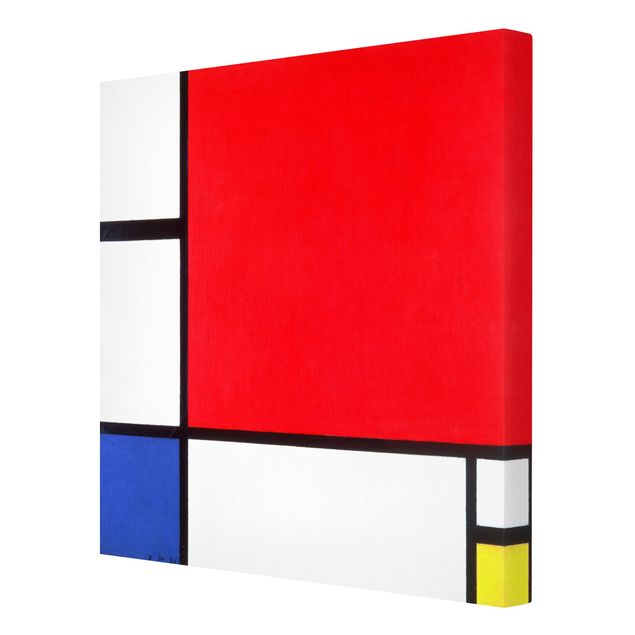 Leinwand Kunstdruck Piet Mondrian - Komposition Rot Blau Gelb