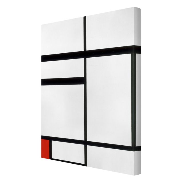 Leinwand Kunstdruck Piet Mondrian - Komposition Rot Schwarz Weiß