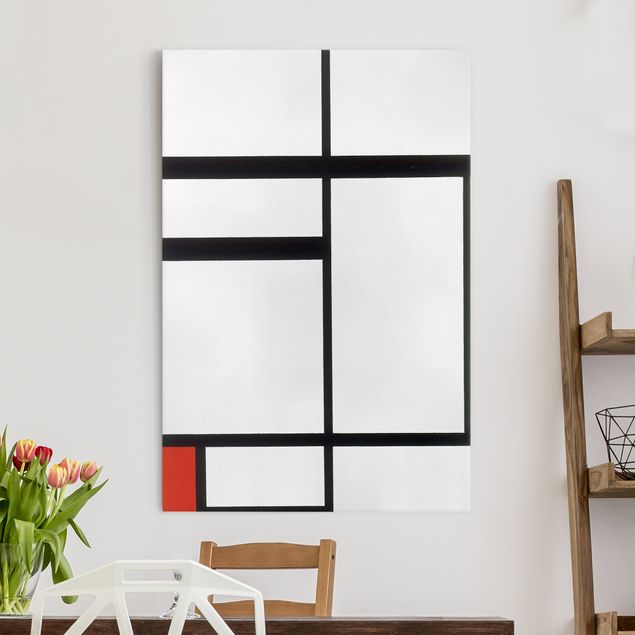 Leinwandbilder XXL Piet Mondrian - Komposition Rot Schwarz Weiß