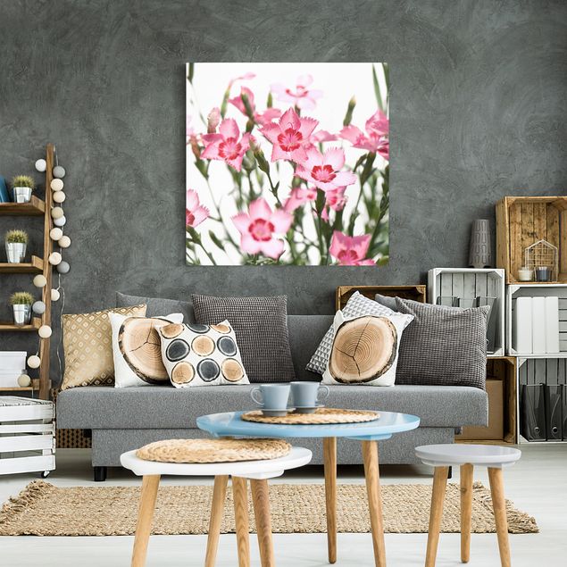 Moderne Leinwandbilder Wohnzimmer Pink Flowers