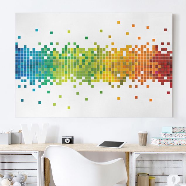 Leinwandbilder XXL Pixel-Regenbogen
