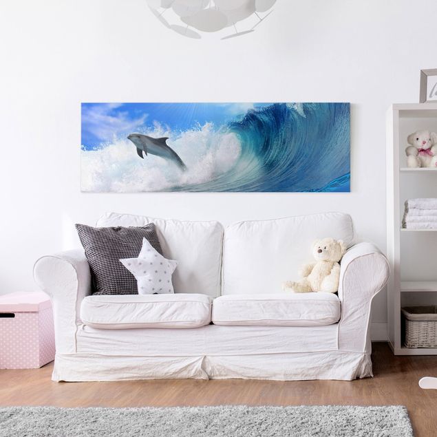 Wandbilder Tiere Playing Dolphins