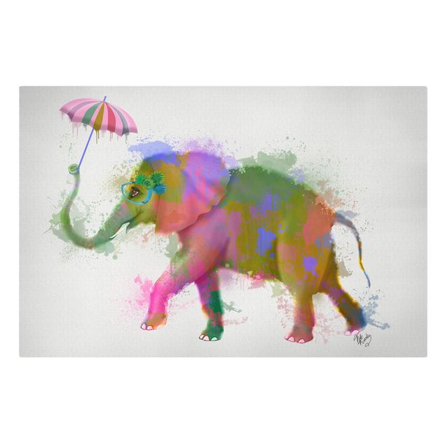 Tierbilder auf Leinwand Regenbogen Splash Elefant