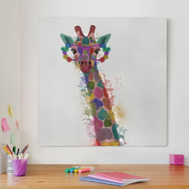 Leinwandbilder Giraffe Regenbogen Splash Giraffe