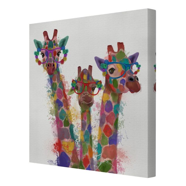 Schöne Wandbilder Regenbogen Splash Giraffen-Trio