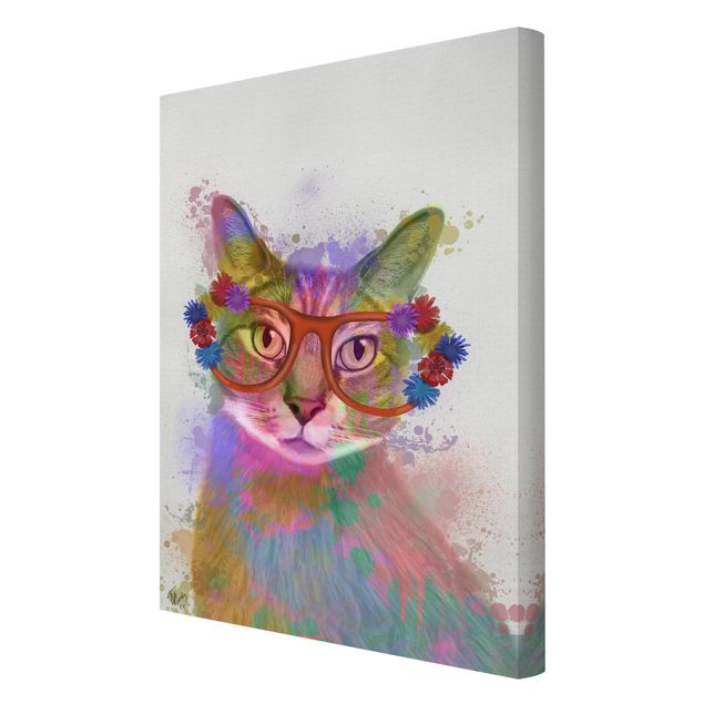 Wandbilder Regenbogen Splash Katze