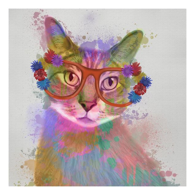 Leinwandbilder Tier Regenbogen Splash Katze