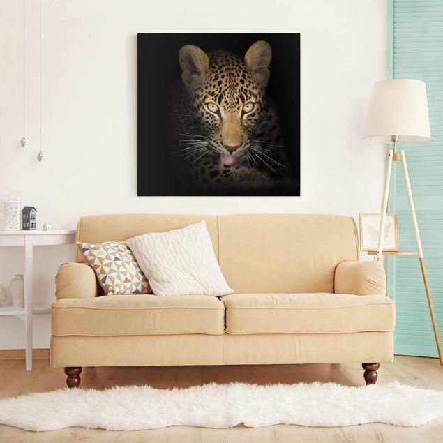 Wandbilder Schwarz-Weiß Resting Leopard