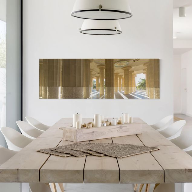 Leinwandbilder Wohnzimmer modern Säulen Lichtspiel Barcelona
