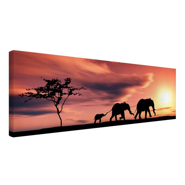 Leinwandbilder Landschaft Savannah Elefant Family