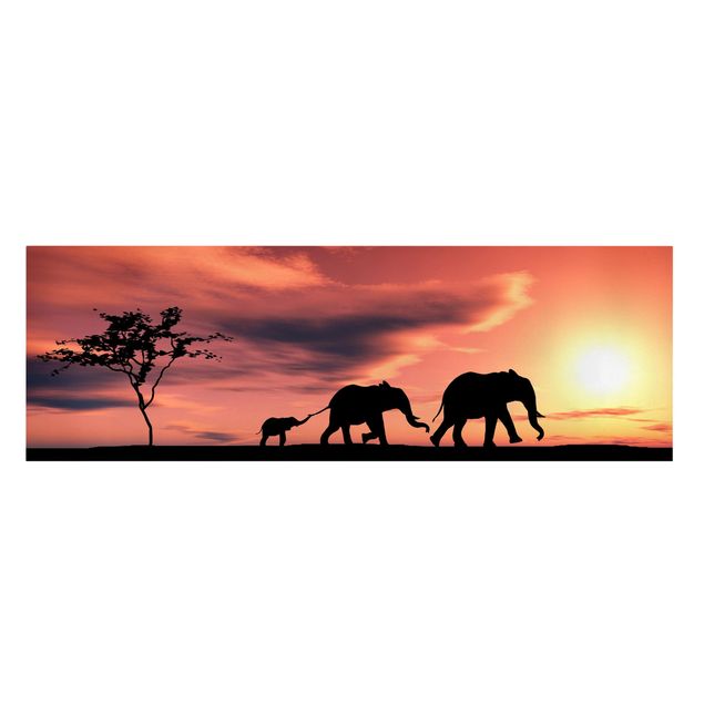 Tierbilder auf Leinwand Savannah Elefant Family