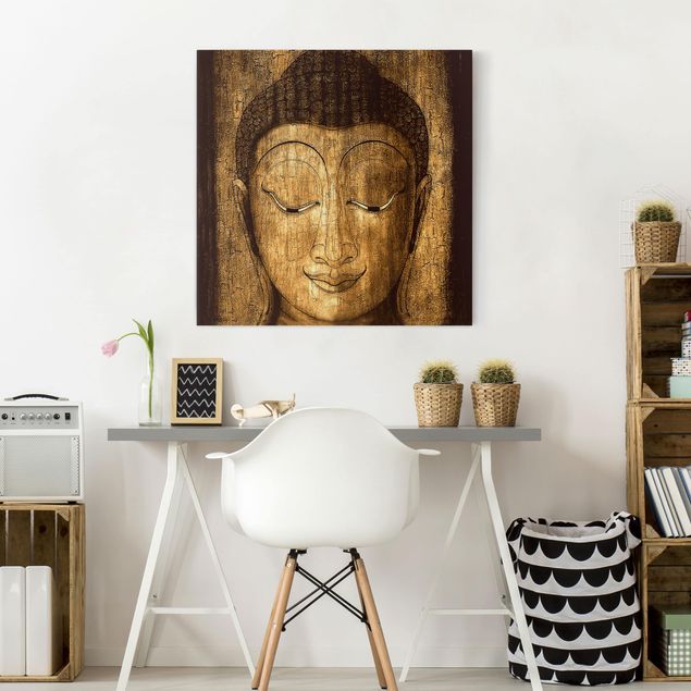 Leinwandbild Kunstdruck Smiling Buddha