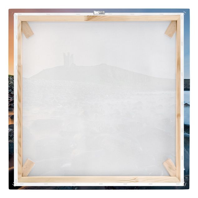 Leinwandbilder Wohnzimmer modern Sonnenaufgang mit Nebel bei Dunstanburgh Castle