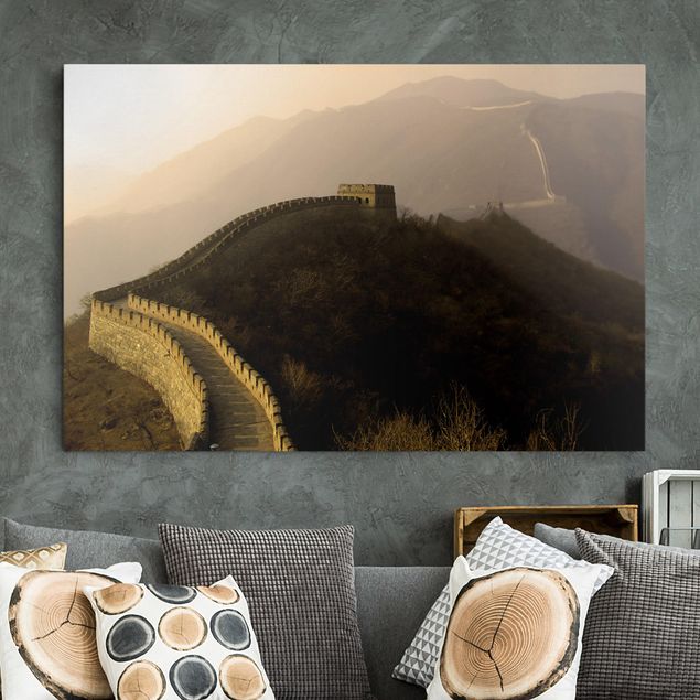 Leinwand Bilder XXL Sonnenaufgang über der chinesischen Mauer