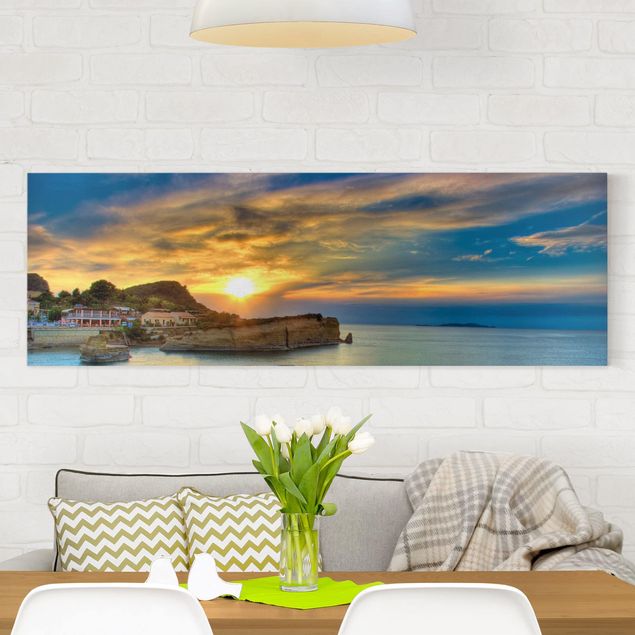 Wandbilder XXL Sonnenuntergang über Korfu