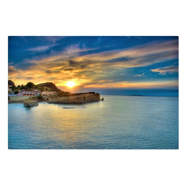 Leinwandbilder Steine Sonnenuntergang über Korfu