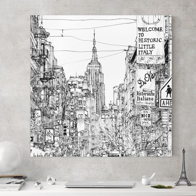 Wandbilder Schwarz-Weiß Stadtstudie - Little Italy