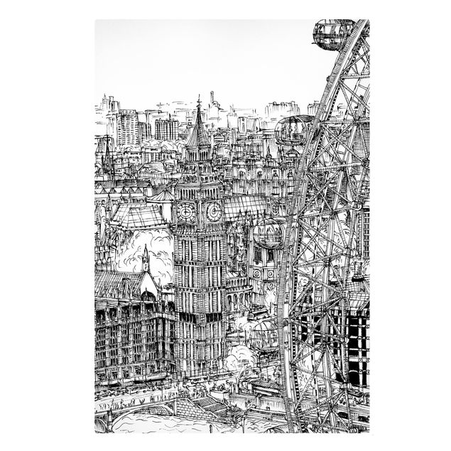 Moderne Leinwandbilder Wohnzimmer Stadtstudie - London Eye