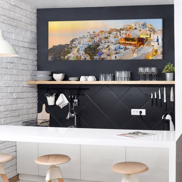 Wandbilder Wohnzimmer modern Strahlendes Santorin
