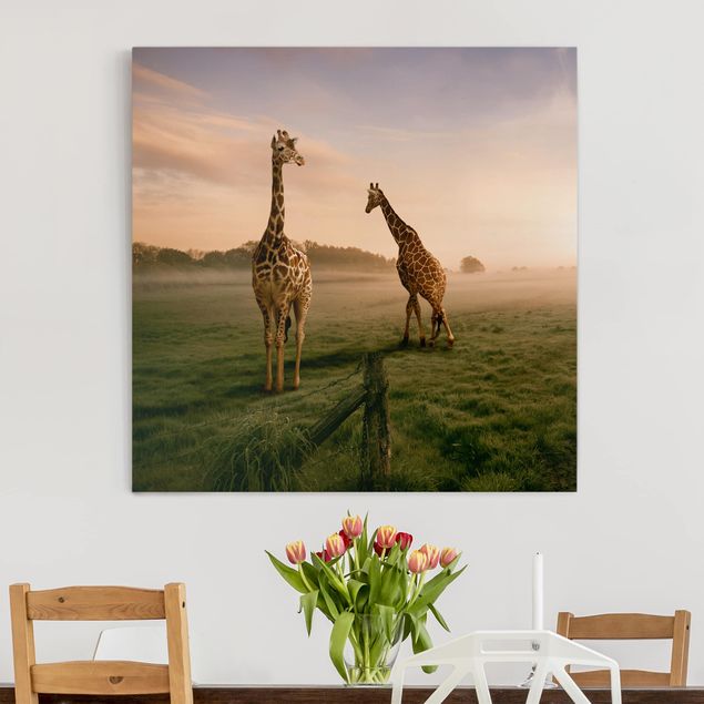 Leinwand Bilder XXL Surreal Giraffes