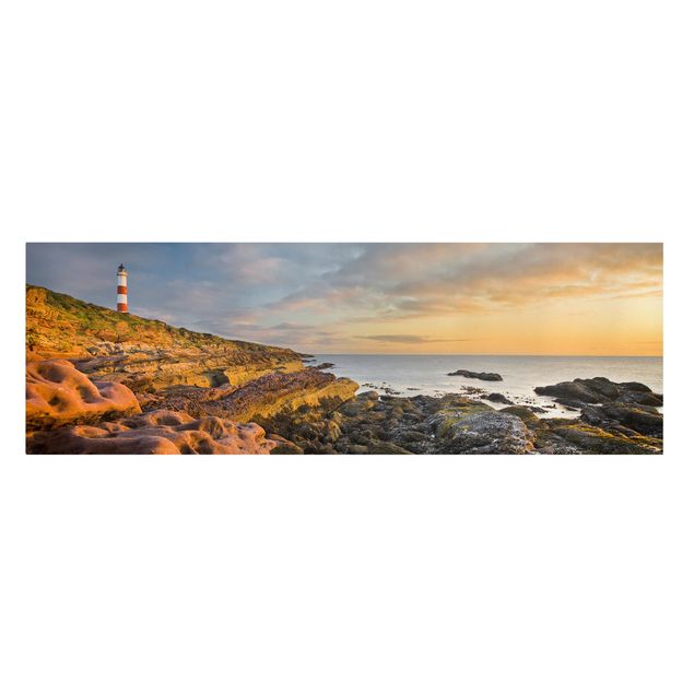 Leinwandbilder Strand und Meer Tarbat Ness Leuchtturm und Sonnenuntergang am Meer