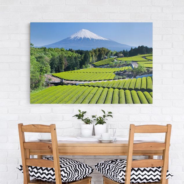 Leinwandbilder Berge Teefelder vor dem Fuji