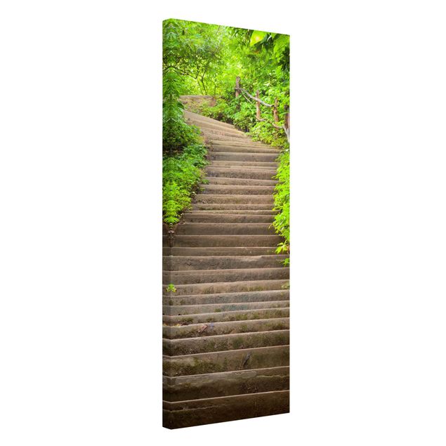 Wandbilder Wohnzimmer modern Treppenaufstieg im Wald