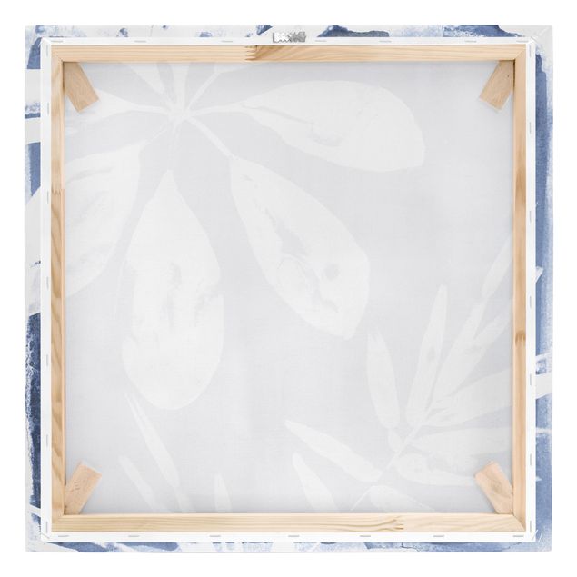 Leinwandbild - Tropische Blätter Indigo I - Quadrat 1:1